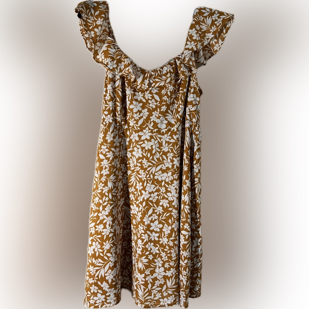 Old Navy Women's Size Large Floral Dress Summer Lined Orange